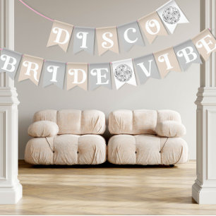 Disco-Braut-Vibe Silber Retro-Brautbad Wimpelkette
