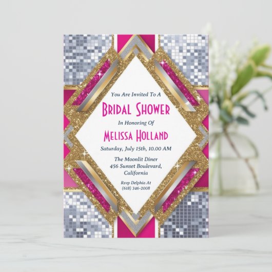 Disco-Brautdusche Einladung (Stehend Vorderseite)