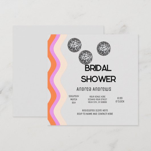 Disco Bridal Dusche Einladung (Vorne/Hinten)