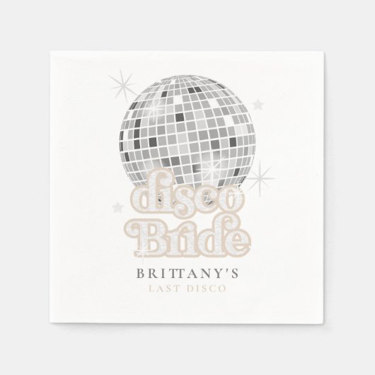 Disco Bride Silver Retro Groovy Brautparty Serviette (Vorderseite)