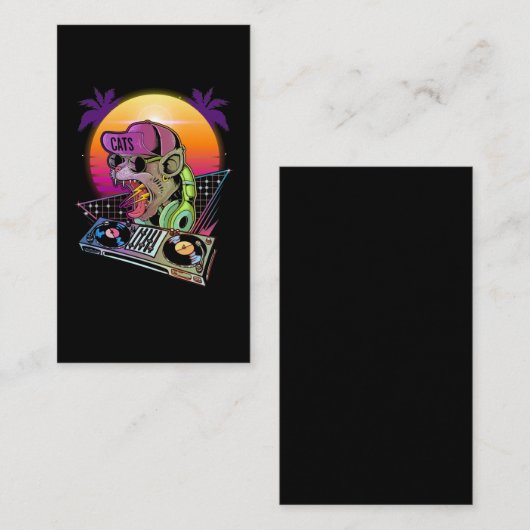 Disco Cat DJ Vaporwave 80er 90s Techno Music Lover Visitenkarte (Vorne/Hinten)