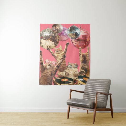 Disco Cats Wandteppich (Beispiel)