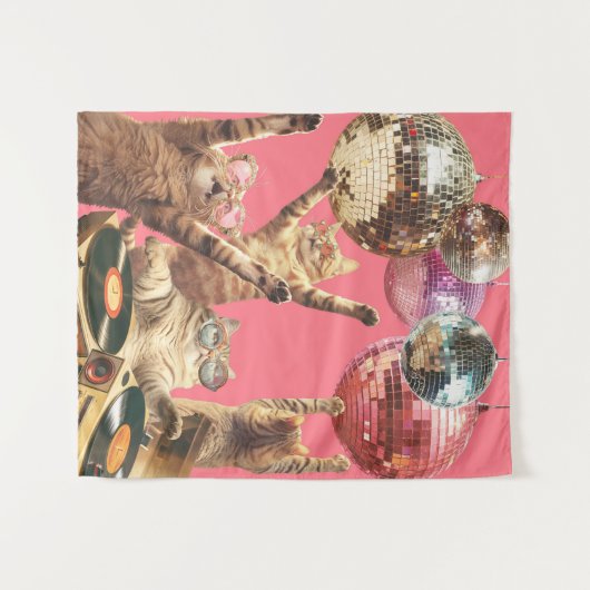 Disco Cats Wandteppich (Vorderseite (Horizontal))