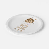 Disco Cheers 10 Years Wedding Anniversary Party Pappteller (Schrägansicht)