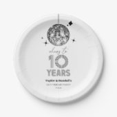 Disco Cheers 10 Years Wedding Anniversary Party Pappteller (Vorderseite)
