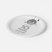 Disco Cheers 10 Years Wedding Anniversary Party Pappteller (Schrägansicht)