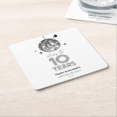 Disco Cheers 10 Years Wedding Anniversary Party Rechteckiger Pappuntersetzer (angewinkelt)