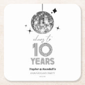 Disco Cheers 10 Years Wedding Anniversary Party Rechteckiger Pappuntersetzer (Vorderseite)