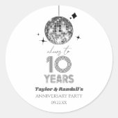 Disco Cheers 10 Years Wedding Anniversary Party Runder Aufkleber (Vorderseite)
