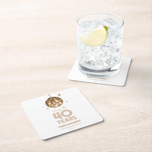 Disco-Cheers 40 Jahre Hochzeitsjubiläum Party Rechteckiger Pappuntersetzer (Vor Ort)