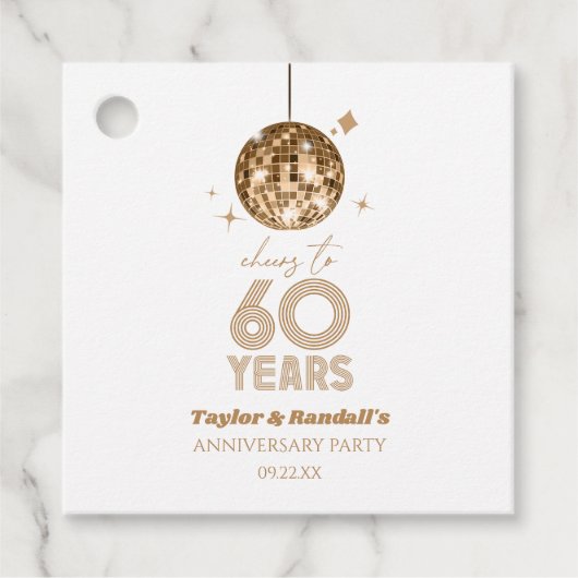 Disco Cheers 60 Years Wedding Anniversary Party Geschenkanhänger (Vorderseite)