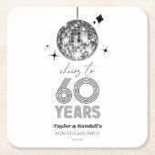 Disco Cheers 60 Years Wedding Anniversary Party Rechteckiger Pappuntersetzer (Vorderseite)