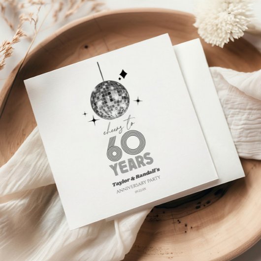 Disco Cheers 60 Years Wedding Anniversary Party Serviette