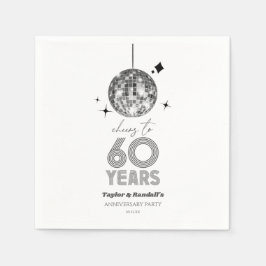 Disco Cheers 60 Years Wedding Anniversary Party Serviette