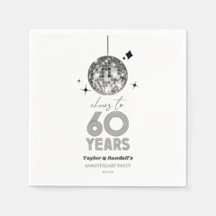 Disco Cheers 60 Years Wedding Anniversary Party Serviette
