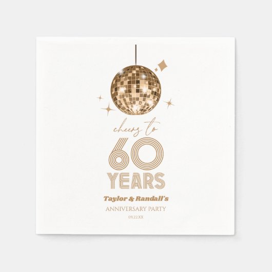 Disco Cheers 60 Years Wedding Anniversary Party Serviette (Vorderseite)