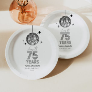 Disco Cheers 75 Jahre Hochzeitsjubiläumsfeier Pappteller