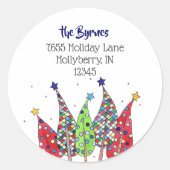 Disco Christmas Trees Rücksendeadresse Runder Aufkleber (Vorderseite)