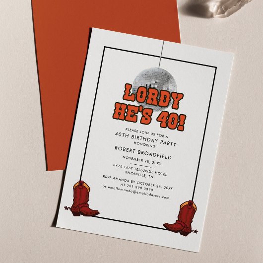 Disco Cowboy 40. Geburtstags-Party Einladung