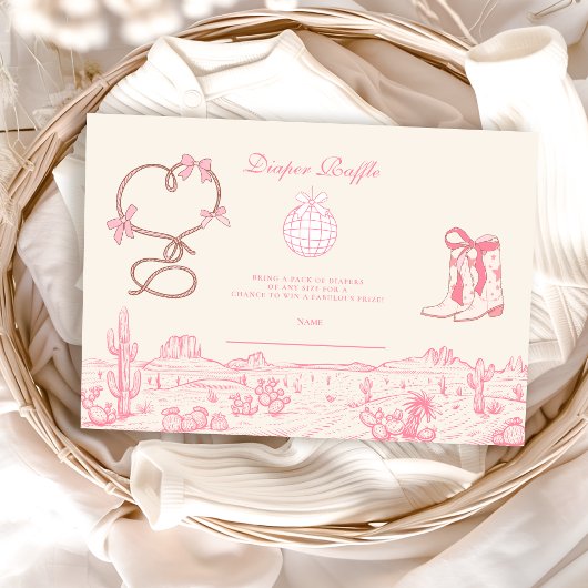 Disco Cowgirl Baby Duschdiapper Raffle Begleitkarte