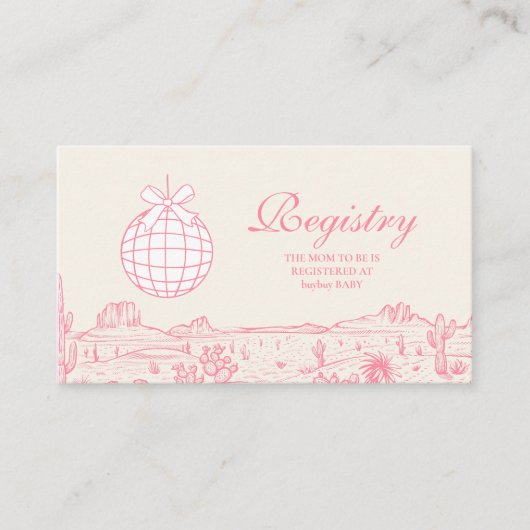 Disco Cowgirl Baby Showregister Begleitkarte (Vorderseite)