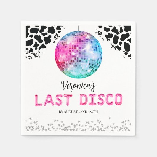 Disco Cowgirl Bachelorette Vielen Dank Serviette (Vorderseite)