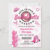 Disco Cowgirl Bachelorette Weekend Party Einladung (Vorderseite)