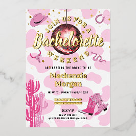 Disco Cowgirl Bachelorette Weekend Party Folieneinladung