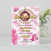 Disco Cowgirl Bachelorette Weekend Party Folieneinladung (Stehend vorne)