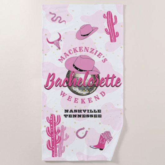 Disco Cowgirl Bachelorette Weekend Party Strandtuch (Vorderseite)