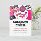 Disco Cowgirl Bachelorette Wochenende Einladung (Stehend Vorderseite)