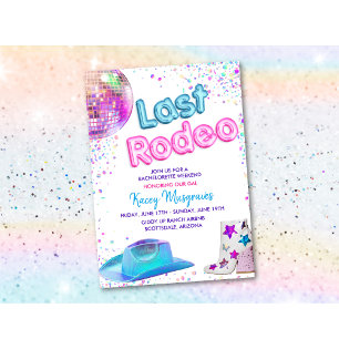 Disco Cowgirl Bachelorette Wochenende Einladung