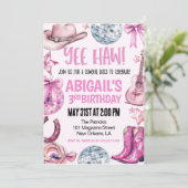 Disco Cowgirl Birthday Einladung (Stehend Vorderseite)