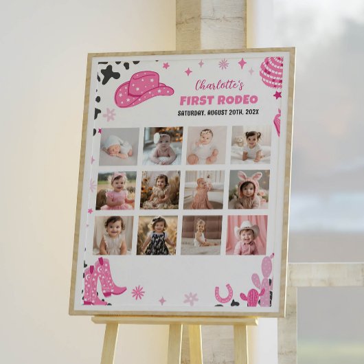 Disco Cowgirl Birthday Foto Milestone Poster