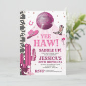Disco Cowgirl Birthday Party Einladung (Stehend Vorderseite)