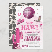Disco Cowgirl Birthday Party Einladung (Vorne/Hinten)