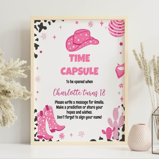 Disco Cowgirl Birthday Time Kapselunterschrift Poster