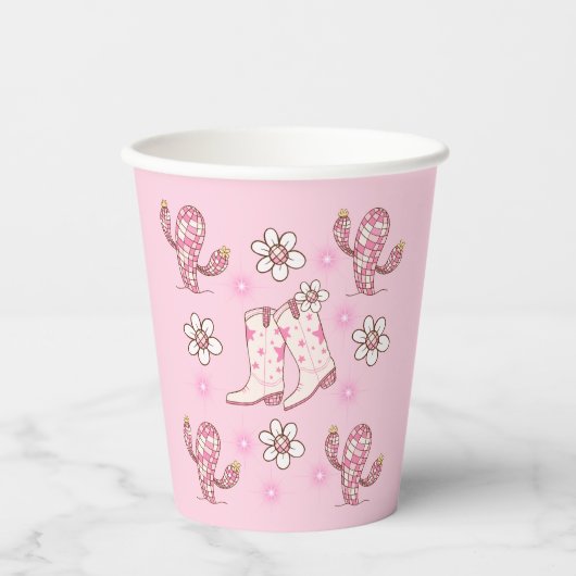 Disco Cowgirl Boot and Cactus Coffee Pappbecher (Vorderseite)