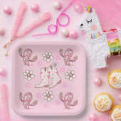 Disco Cowgirl Boot Cactus and Flowers Pappteller (Party)