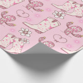 Disco Cowgirl Boots and Cactus Pattern  Geschenkpapier (Ecke)