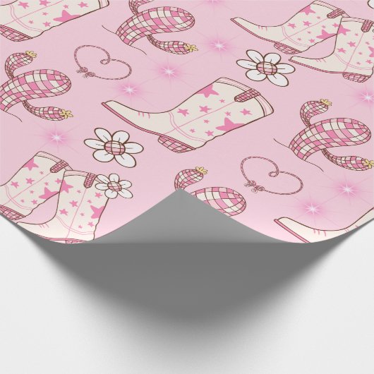 Disco Cowgirl Boots and Cactus Pattern Geschenkpapier (Ecke)