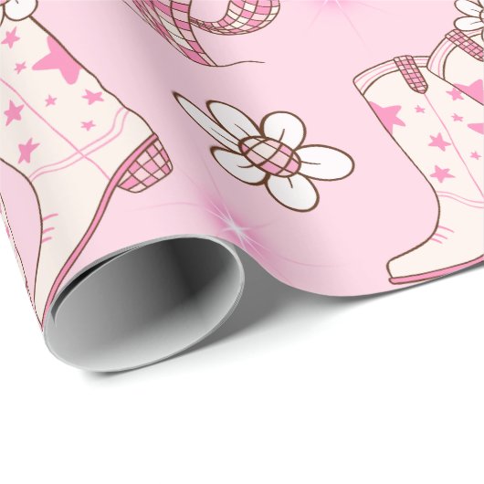 Disco Cowgirl Boots and Cactus Pattern Geschenkpapier (Rolleneckpunkt)