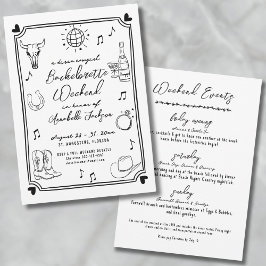 Disco Cowgirl Drawn Junggeselinnen-Abschied Einladung