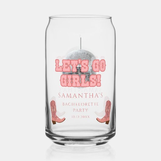 Disco Cowgirl Girls Weekend Junggeselinnen-Abschie Dosenglas (Vorderseite)