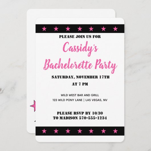 Disco Cowgirl Junggeselinnen-Abschied Custom Einladung (Vorne/Hinten)