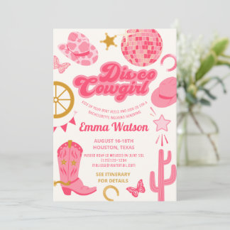 Disco Cowgirl Junggeselinnen-Abschied Einladung