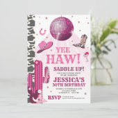 Disco Cowgirl Junggeselinnen-Abschied Einladung (Stehend Vorderseite)