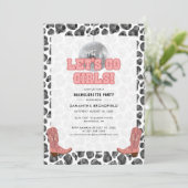 Disco Cowgirl Junggeselinnen-Abschied Pink Black Einladung (Stehend Vorderseite)