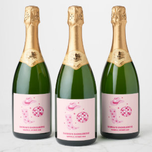 Disco-Cowgirl-Junggesellinnenabschied-Champagner-E Schaumweinetikett