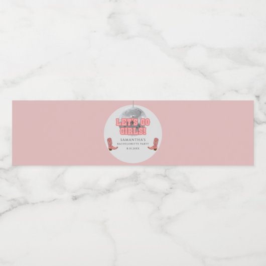 Disco Cowgirl Lass Go Wasserflaschenetikett (Einzelnes Label)